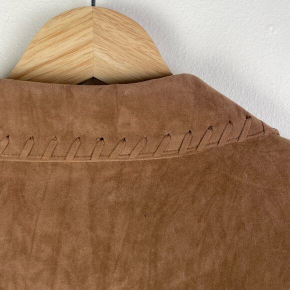 90s Vintage Canyon Road Western Vegan Suede Leather Embellished Jacket Size 22 - Picture 7 of 10